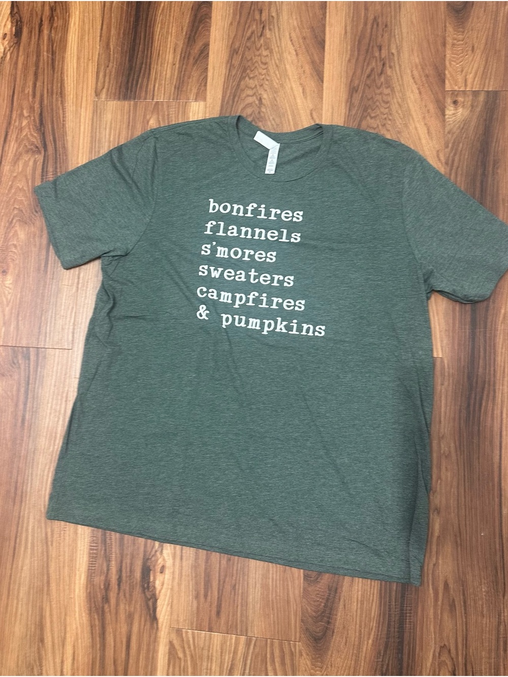 Bella Canvas Dark Green Graphic Tee - Fall Text Print